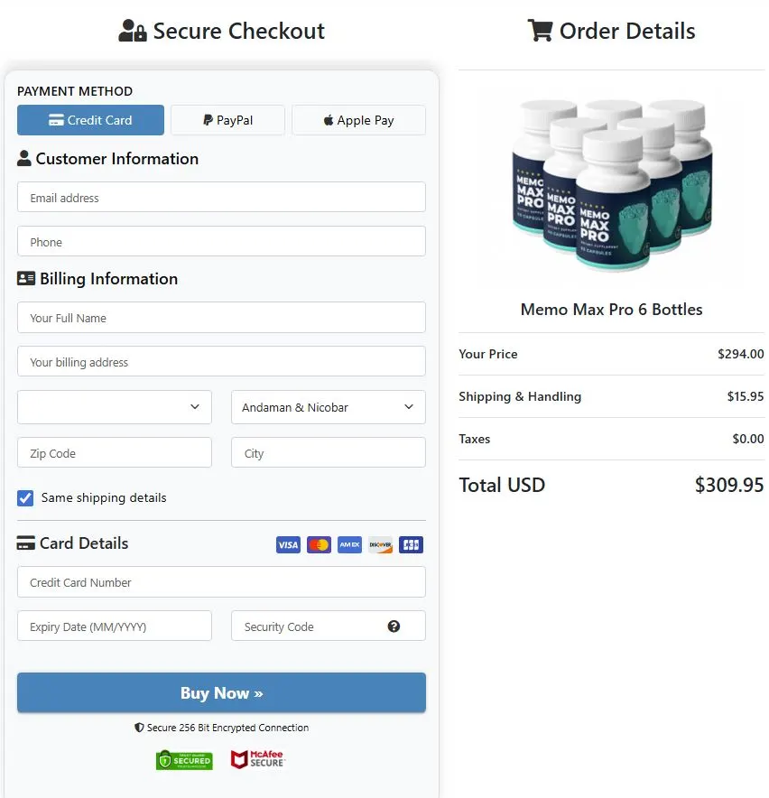 Secure Checkout Form